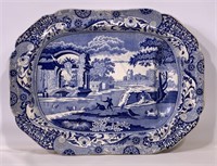 Spode's blue Staffordshire platter, "Blue Italian,