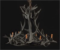 LARGE PAINTED FAUX ANTLER EIGHT-LIGHT CHANDELIER