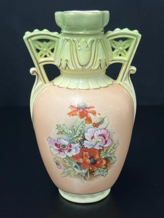 Antique Austrian Porcelain Floral Vase VTG