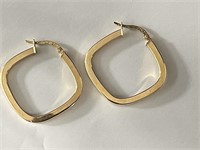 14K Gold Squared Hoop Earrings Italy