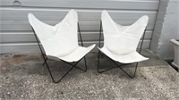 Pair, Vintage Outdoor Metal Butterfly Patio Chairs
