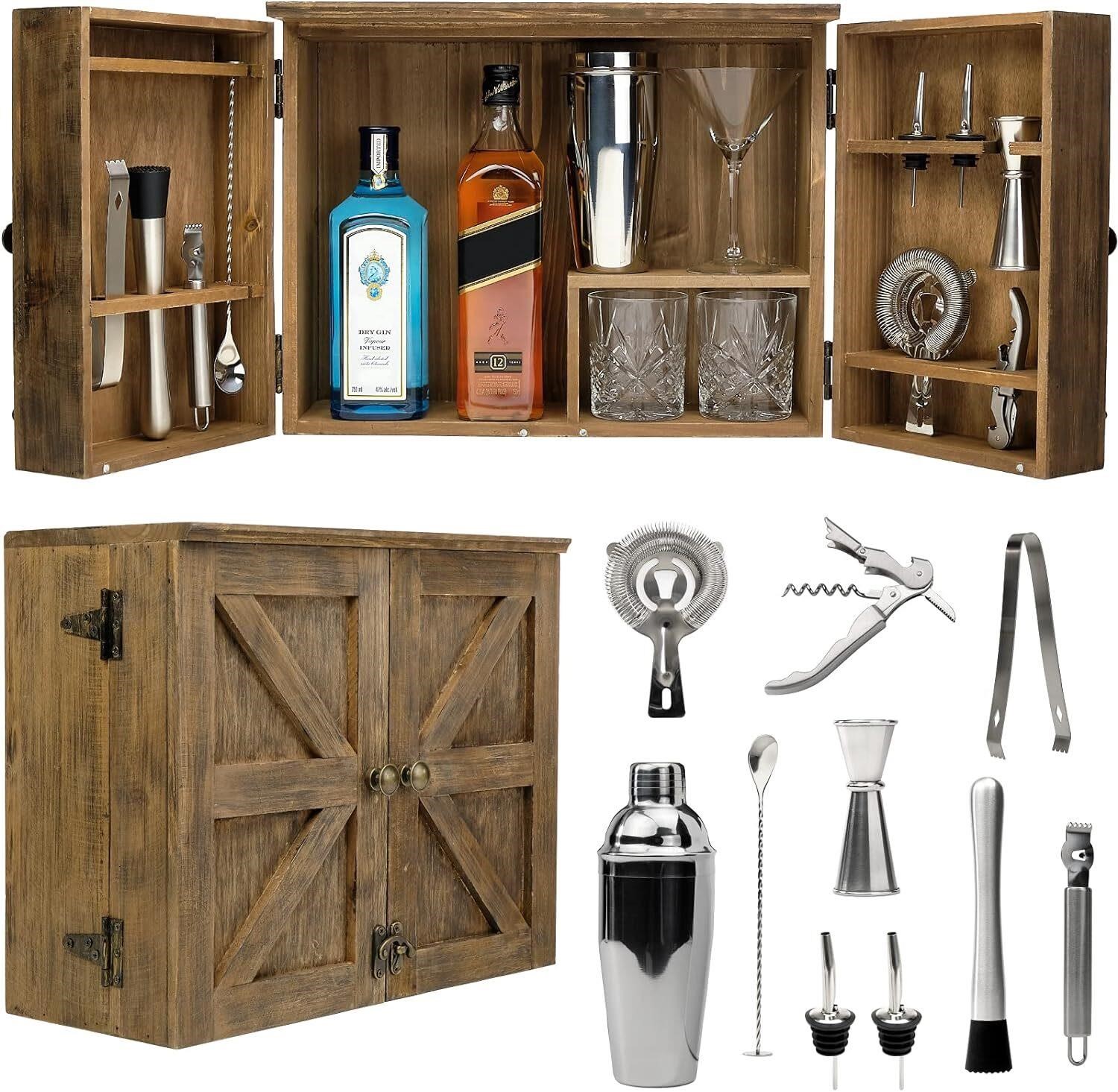 Barndoor Bartender Cabinet with 10pc Tool Set