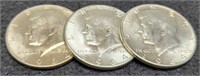 (3) 1964 Kennedy Half Dollars BU