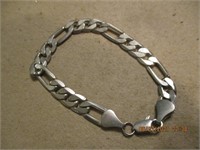 Silver ? Unmarked Figaro Bracelet Mens