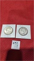 2 1964 silver Kennedy half dollars