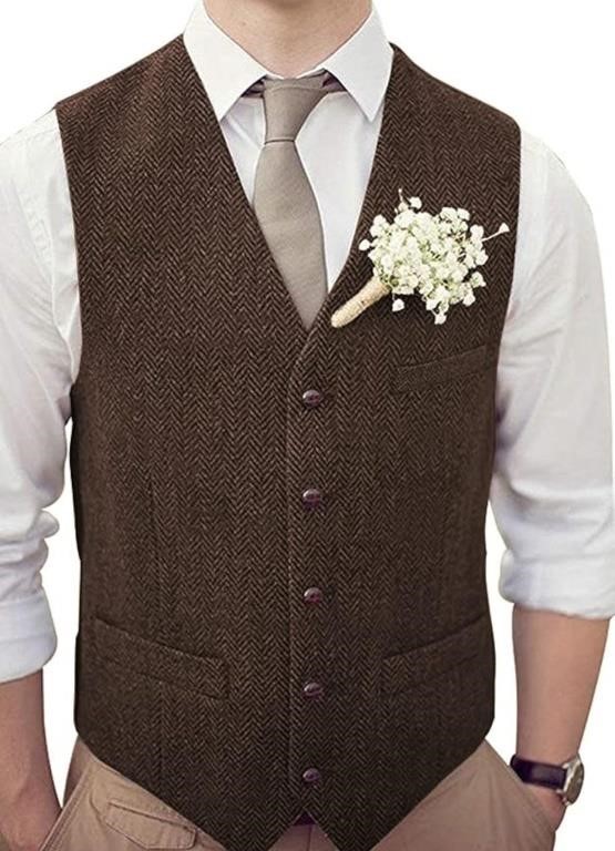 (new)Size:XS,Teukuire Men's V-Neck Suit Vests