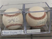 SIGNED BALLS IN ACRLYIC CASE ZIEGLER, MILTON