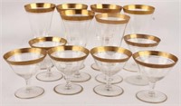 12 PIECE GOLD TRIM GLASS GOBLET SET