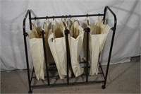 Metal and Canvas Rolling Laundry Cart
