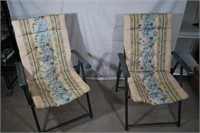 Pair of Folding Lawn Chairs with Cushions