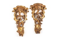 PAIR OF CAST PLASTER GILDED WALL SCONCES