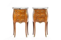 PAIR OF LOUIS XVI STYLE MARBLE TOP COMMODES