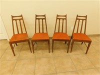 4 Antique Wooden Chairs - Upholstered Seats