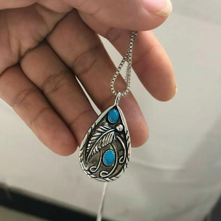 Tibetan Silver Plated Blue Turquoise Chain