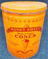 RARE HONEY SWEET SUGAR CONE ICE CREAM TIN CAN