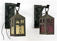 Arts & Crafts, Pair of Monk Head Wall Sconces