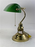 Vintage Green Glass Bankers Lamp
