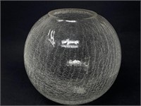 Large Crackle Glass Fishbowl Vase