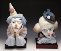 Lot of 2 Lladro Clown Busts.