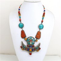 Tibet Natural Stone Tribal Queen Royal Necklace