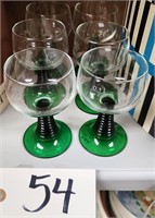 (6) Green Beehive, Luminarc Pedestal WineGlasses