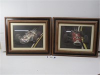 2 Framed Dragster Prints by Ron Burton - 18x16