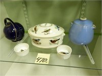 Hall Light Blue Cookie Jar, Cobalt Blue Tea Pot,