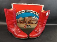 Red Leather Justin Boots Size 7.5