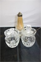 3 PC. WATERFORD CRYSTAL TABLE SET MARMALADE,
