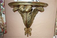 PAIR ITALIAN WALL SCONCE SHELVES CARVED WOOD -