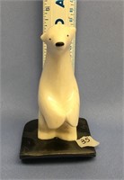 4 3/4" standing polar bear carving of fossilized i