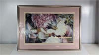 Framed Oil Painting of Pink & White Flowers