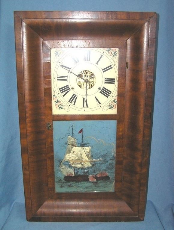 Antique reverse painted shelf clock