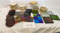 Art Glass, Stone & Carved Wood Coasters 

Lot