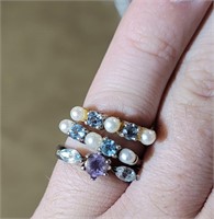 3 Sterling Silver and Gemstone Rings and Pendant