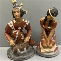 2 Native American Tribal Statues