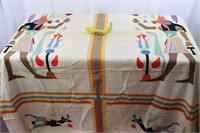 Vintage Egyptian Applique Quilt Top Fabric