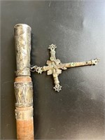 ANTIQUE RELIGIOUS STAFF OR WALKING STICK