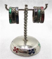 Sterling Enameled Stacking Bands on Stand