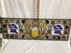 Pabst Blue Ribbon Adv. Plastic Beer Sign, 36”L,