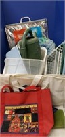 Plastic totes, insulated bag