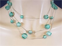 *Aqua Glass Beaded Necklace and Earing Set