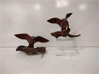 Wooden Ducks Sculptures on Drift Wood