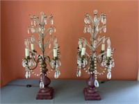 Electrified pair of crystal candelabra