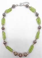 GREEN BEAD AND STERLING NECKLACE