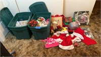 Two tubs of Christmas with lids, ornaments,