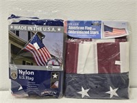 Lot of Nylon & Embroidered American Flags