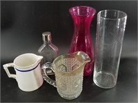 Mixed kitchen goods: pewter and glass