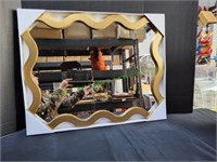 American Art Wavy Framed Mirror, Gold