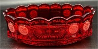 Fostoria Ruby Coin Oval Dish Uv Reactive Under